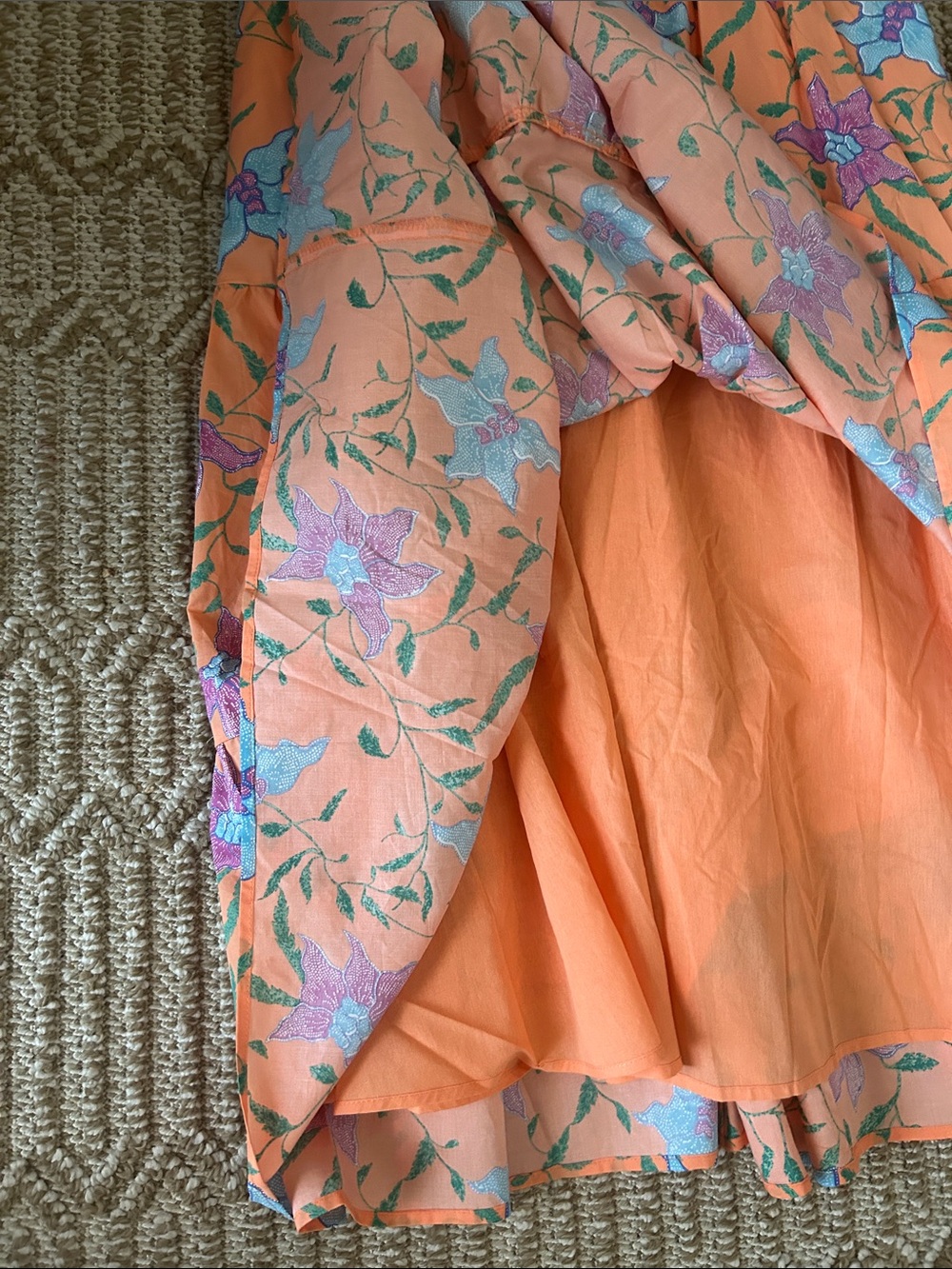 Tuckernuck Orange Floral Tiered Maxi Dress with Blue and Pink Blooms - Picture 3 of 4